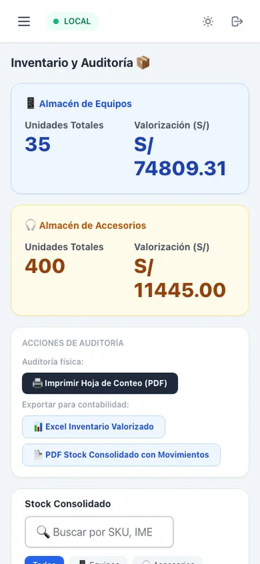 Punto de venta de celulares en el celular